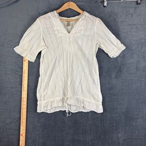 Ruff Hewn White Hooded Short Sleeve Swim cover-up in L